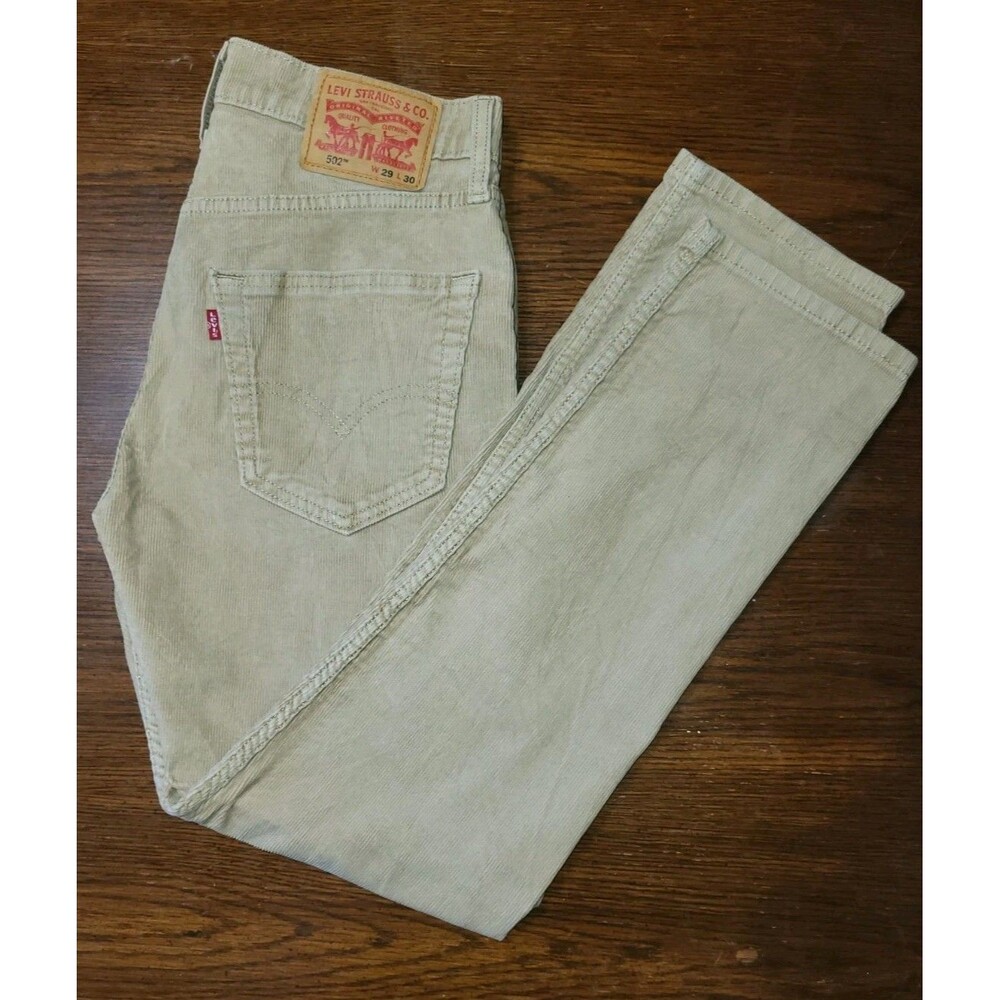 Levi's Beige Corduroy Pants Men 29x30 Measures 30x28 Tan Straight Khaki Cords - Picture 3 of 6